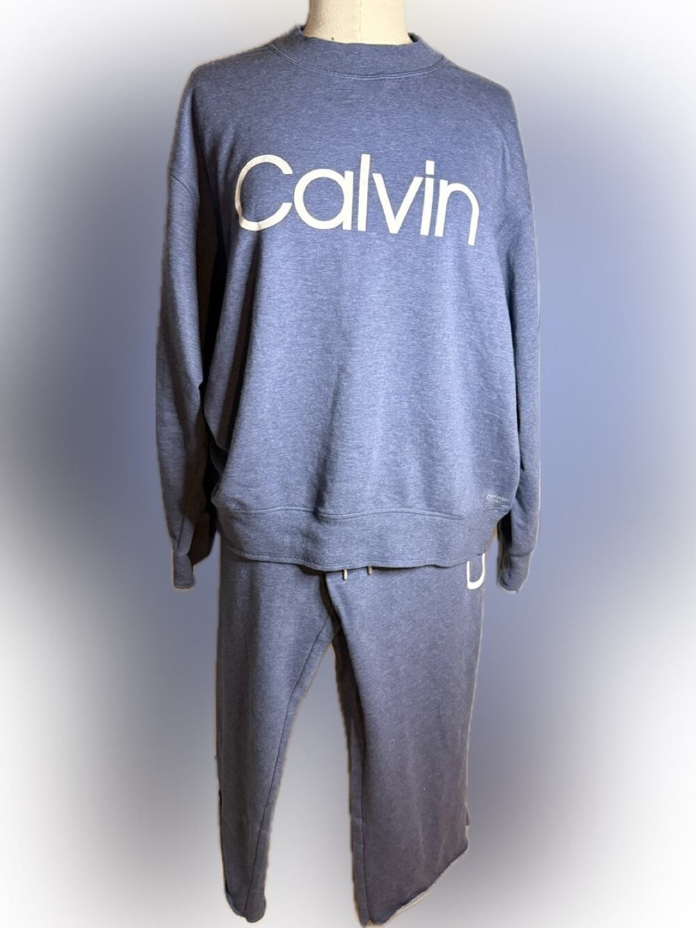 Calvin Klein Heather Navy Crewneck Sweatshirt with Logo